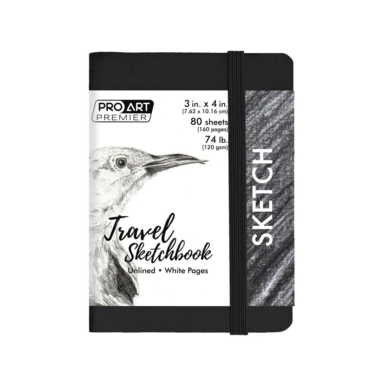 Pro Art Premier Sketch Book Travel 4"x 3" White 74lb Black 80 Sheets, Sketch Book, Sketchbook, Drawing Pad, Pad, Drawing Paper, Art Book, Paper, Sketchbook for